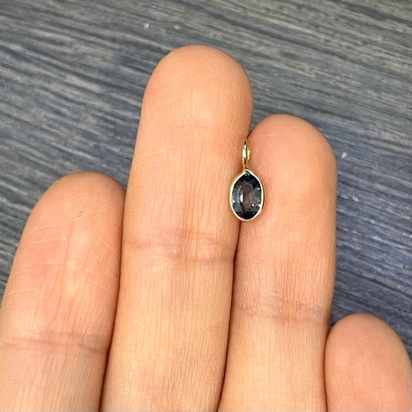 Blue Sapphire Pendant Charm in solid 14k Yellow Gold - Picture 2 of 4